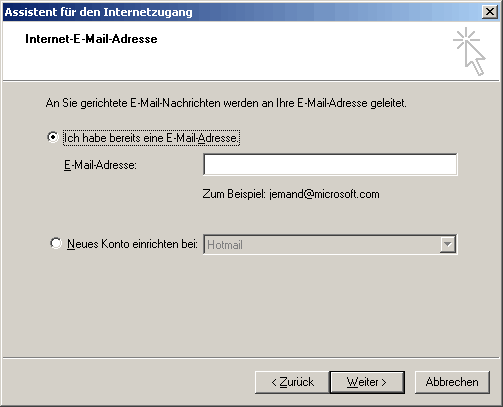 Assistent: Eingaben von E-Mail Adresse