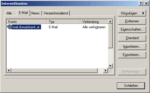 �bersicht: Extras -> Konten