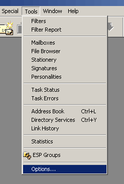 Men�: Tools -> Options
