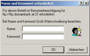 Dialog: Benutzername und Kennwort erforderlich